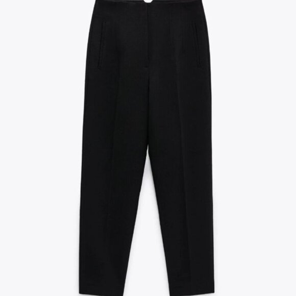 ZARA BLACK HIGH WAIST PANTS NEW WITH SEAMED DETAIL SIZE S 1608/532/800 - Picture 6 of 8